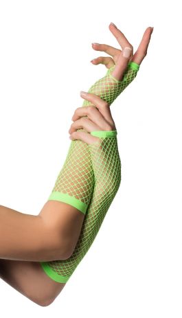 Vingerloze handschoenen lang visnet Neon groen / One-size