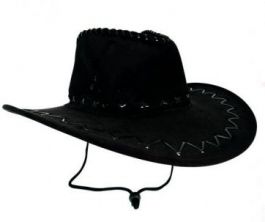 cowboyhoed lederlook zwart