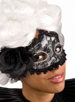 Lace and feathers black mask
