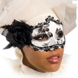 Black/white mask with rose