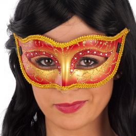 Red mask in hard pvc with glitter in pbh