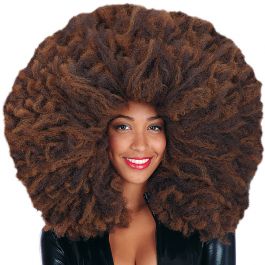 Brown afro wig in box