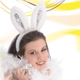 White plush rabbit headband in pbh