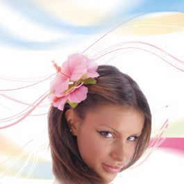 Hairslide with pink flower in pbh