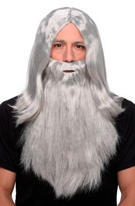 Grijze Tovenaar Pruik & Baard