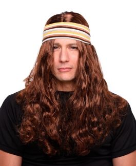 Hippie Bruine Pruik & Hoofdband
