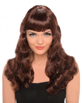 Bruine Krullende Glamour Pruik