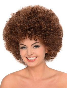 Bruine Afro Pruik
