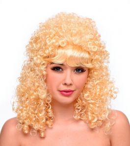 Blonde Krullende Pruik