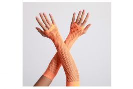 Vingerloze handschoenen lang visnet Neon oranje / One-size