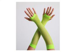Vingerloze handschoenen lang visnet Neon geel / One-size