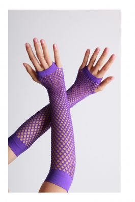Vingerloze handschoenen lang visnet Purple / One-size