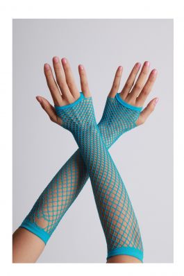 Vingerloze handschoenen lang visnet Turqoise / One-size