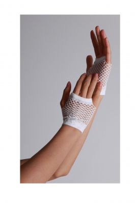 Vingerloze handschoenen kort visnet wit / One-size