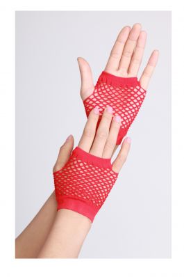 Vingerloze handschoenen kort visnet rood / One-size