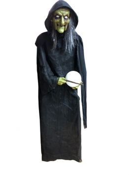 Witch Wanda XXL, bewegende kaak, met licht en geluid, 180 cm / One-size