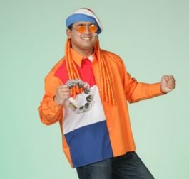 Blouse oranje / rood-wit-blauw