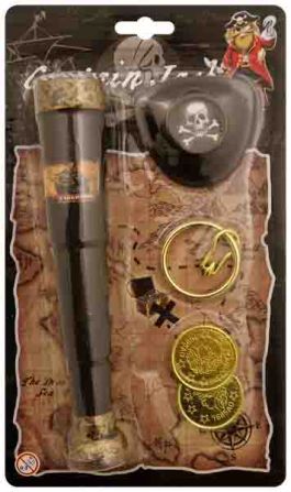 Pirate telescope 19CM with eyepatch, coin and earring.