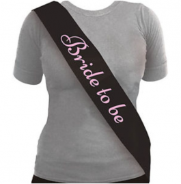 Sash Bride to be Black with Pink Text