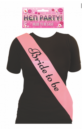 Sash Bride to be Pink with Black Text