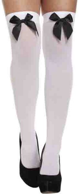 Witte kousen met zwarte strik / One-size