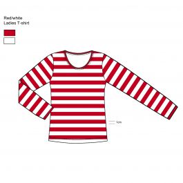Carnaval Shirt Ladies Long Sleeves (Slim Fit) Red/White