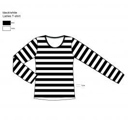 Carnaval Shirt Ladies Long Sleeves (Slim Fit) Black/White