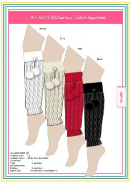 Carnaval Fashion Legwarmer With Furr & Pompon White