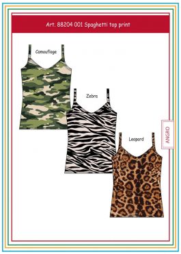 Ladies Spaghetti Top (Confection)Leopard Design