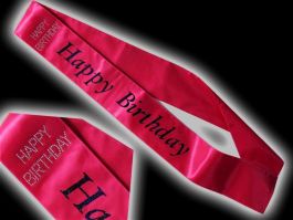 Hot roze Happy Birthday Sash / 3XL