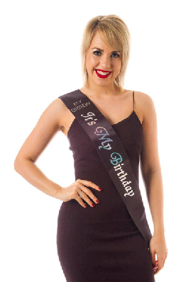 Diamante Sash It's My Birthday Black / 3XL