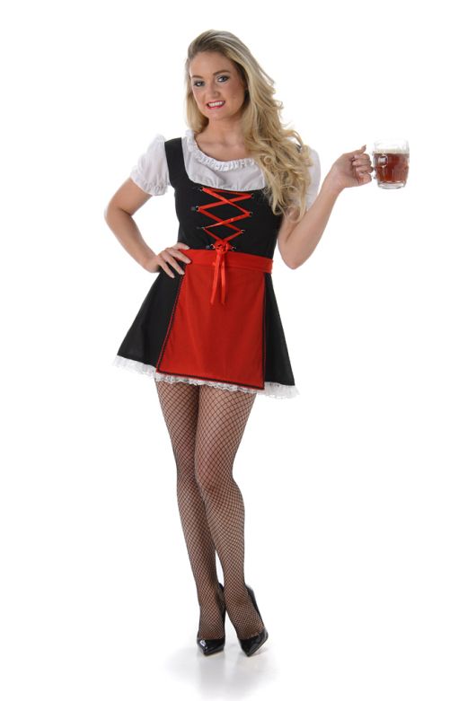 Korte Dirndl Wendy Zwart met Rood