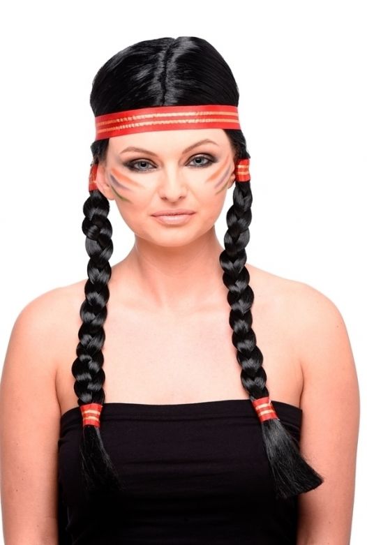 Indiaanse Squaw Pruik & Headband