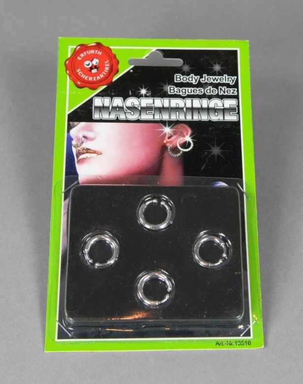 Nose ring/piercing 4 pieces on card