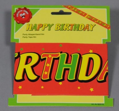 Party tape happy birthday 6m on card