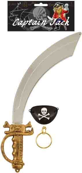 Pirate Sword 45.5CM with eyepatch and earring (adult)