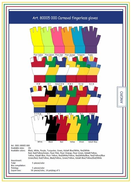 Carnaval Fingerless Gloves Kobalt/Yellow